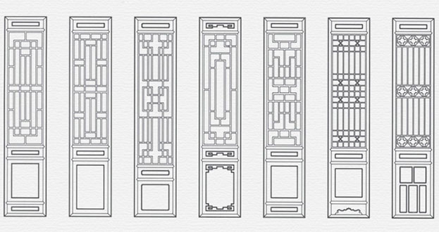 积石山常用中式仿古花窗图案隔断设计图